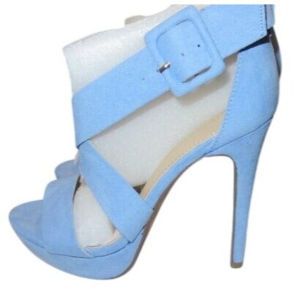 DREAM PAIRS Charlotte Baby Blue Suede Platform Heels Sandals NWT 7.5 - Picture 1 of 13